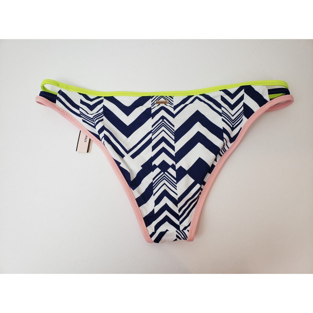 Y2K Victoria's Secret Swim Bikini Bottom Size M Strappy Cheeky Geo Beach - Picture 2 of 5